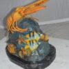 Lobster with Fish Bronze Statue -  Size: 9"L x 18"W x 16"H.