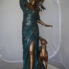 Lady With Her Dog Bronze Statue -  Size: 25"L x 22"W x 50"H.