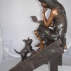 Girl Reading Letters on the Stairs Bronze Statue -  Size: 32"L x 22"W x 40"H.