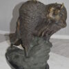 Bison Bronze Statue -  Size: 7"L x 14"W x 15"H.