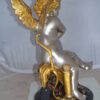 Cupid Girl On A Rock Bronze Statue  -  Size: 20"L x 15"W x 25"H.