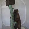 Bear beside a Tree with Mailbox Bronze Statue -  Size: 19"L x 20"W x 50"H.