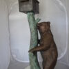 Bear beside a Tree with Mailbox Bronze Statue -  Size: 19"L x 20"W x 50"H.