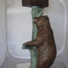 Bear beside a Tree with Mailbox Bronze Statue -  Size: 19"L x 20"W x 50"H.