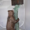 Bear beside a Tree with Mailbox Bronze Statue -  Size: 19"L x 20"W x 50"H.