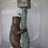 Bear beside a Tree with Mailbox Bronze Statue -  Size: 19"L x 20"W x 50"H.