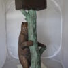 Bear beside a Tree with Mailbox Bronze Statue -  Size: 19"L x 20"W x 50"H.