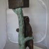 Bear beside a Tree with Mailbox Bronze Statue -  Size: 19"L x 20"W x 50"H.