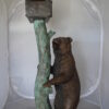 Bear beside a Tree with Mailbox Bronze Statue -  Size: 19"L x 20"W x 50"H.