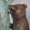 Bear beside a Tree with Mailbox Bronze Statue -  Size: 19"L x 20"W x 50"H.