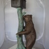 Bear beside a Tree with Mailbox Bronze Statue -  Size: 19"L x 20"W x 50"H.