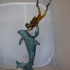 Diver With Dolphin Bronze Statue -  Size: 10"L x 30"W x 49"H.