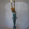 Diver With Dolphin Bronze Statue -  Size: 10"L x 30"W x 49"H.