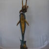 Diver With Dolphin Bronze Statue -  Size: 10"L x 30"W x 49"H.