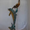 Diver With Dolphin Bronze Statue -  Size: 10"L x 30"W x 49"H.