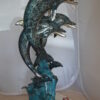 Three Dolphin Fountain  Bronze Statue -  Size: 21"L x 26"W x 45"H.