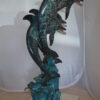 Three Dolphin Fountain  Bronze Statue -  Size: 21"L x 26"W x 45"H.