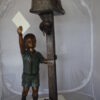 Standing Boy by Mailbox with Two cats  Bronze Statue -  23"x 19"x 50"H.