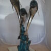 Three Dolphin Fountain  Bronze Statue -  Size: 21"L x 26"W x 45"H.