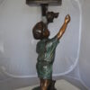 Standing Boy by Mailbox with Two cats  Bronze Statue -  23"x 19"x 50"H.