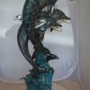 Three Dolphin Fountain  Bronze Statue -  Size: 21"L x 26"W x 45"H.