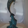 Single Dolphin  Fountain Bronze Statue -  Size: 22"L x 14"W x 45"H.