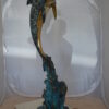 Single Dolphin  Fountain Bronze Statue -  Size: 22"L x 14"W x 45"H.