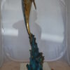 Single Dolphin  Fountain Bronze Statue -  Size: 22"L x 14"W x 45"H.