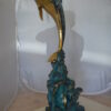 Single Dolphin  Fountain Bronze Statue -  Size: 22"L x 14"W x 45"H.