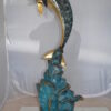 Single Dolphin  Fountain Bronze Statue -  Size: 22"L x 14"W x 45"H.