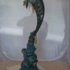 Single Dolphin  Fountain Bronze Statue -  Size: 22"L x 14"W x 45"H.