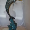 Single Dolphin  Fountain Bronze Statue -  Size: 22"L x 14"W x 45"H.