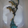 Three Dolphins Overreach Each Other Fountain  Bronze Statue -  22"x 15"x 68"H.