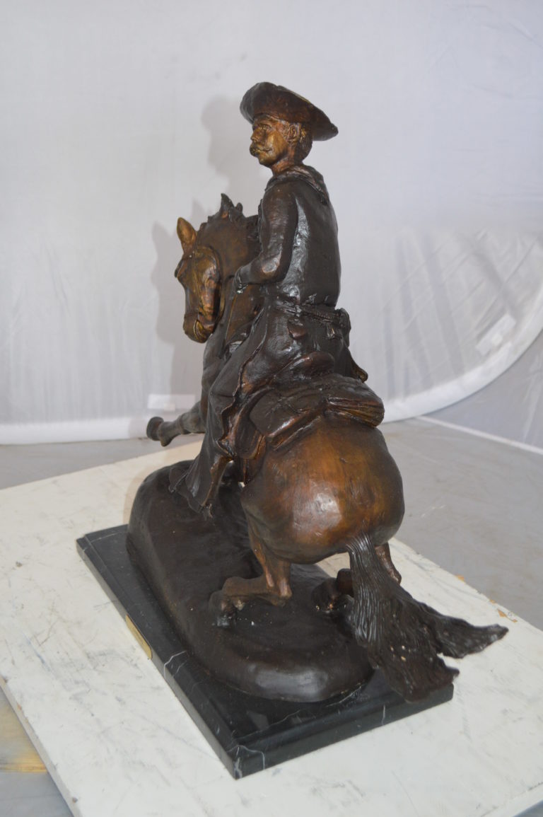 Remington Cowboy On Marble Bronze Statue Size 24l X 9w X 23h Nifao