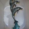 Three Dolphins Overreach Each Other Fountain  Bronze Statue -  22"x 15"x 68"H.