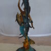 Mermaid With Three Dolphins Bronze Statue -  Size: 15"L x 8"W x 25"H.