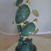 Three Turtles Overreach Each Other Bronze Statue -  Size: 15"L x 9"W x 24"H.