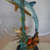 Dolphin , Turtle And Fish Bronze Statue -  Size: 18"L x 16"W x 25"H.