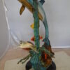 Dolphin , Turtle And Fish Bronze Statue -  Size: 18"L x 16"W x 25"H.