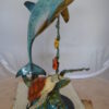 Dolphin , Turtle And Fish Bronze Statue -  Size: 18"L x 16"W x 25"H.