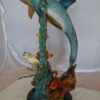 Dolphin , Turtle And Fish Bronze Statue -  Size: 18"L x 16"W x 25"H.