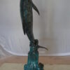 Dolphin Fountain  On A Marble Base Bronze Statue -  Size: 12"L x 8"W x 30"H.