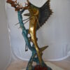 Sailfish With Small Fish Bronze Statue -  Size: 29"L x 17"W x 40"H.