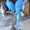 Pair of Blue Parrots on a tree - Bronze Statue -  Size: 43"L x 28"W x 67"H.