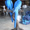 Pair of Blue Parrots on a tree - Bronze Statue -  Size: 43"L x 28"W x 67"H.