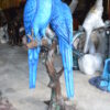 Pair of Blue Parrots on a tree - Bronze Statue -  Size: 43"L x 28"W x 67"H.