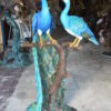 Pair of Peacocks on a Tree Bronze Statue -  Size: 30"L x 27"W x 66"H.