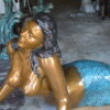 Mermaid Lying in the Sun Bronze Statue -  Size: 87"L x 44"W x 36"H.