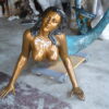 Mermaid Lying in the Sun Bronze Statue -  Size: 87"L x 44"W x 36"H.