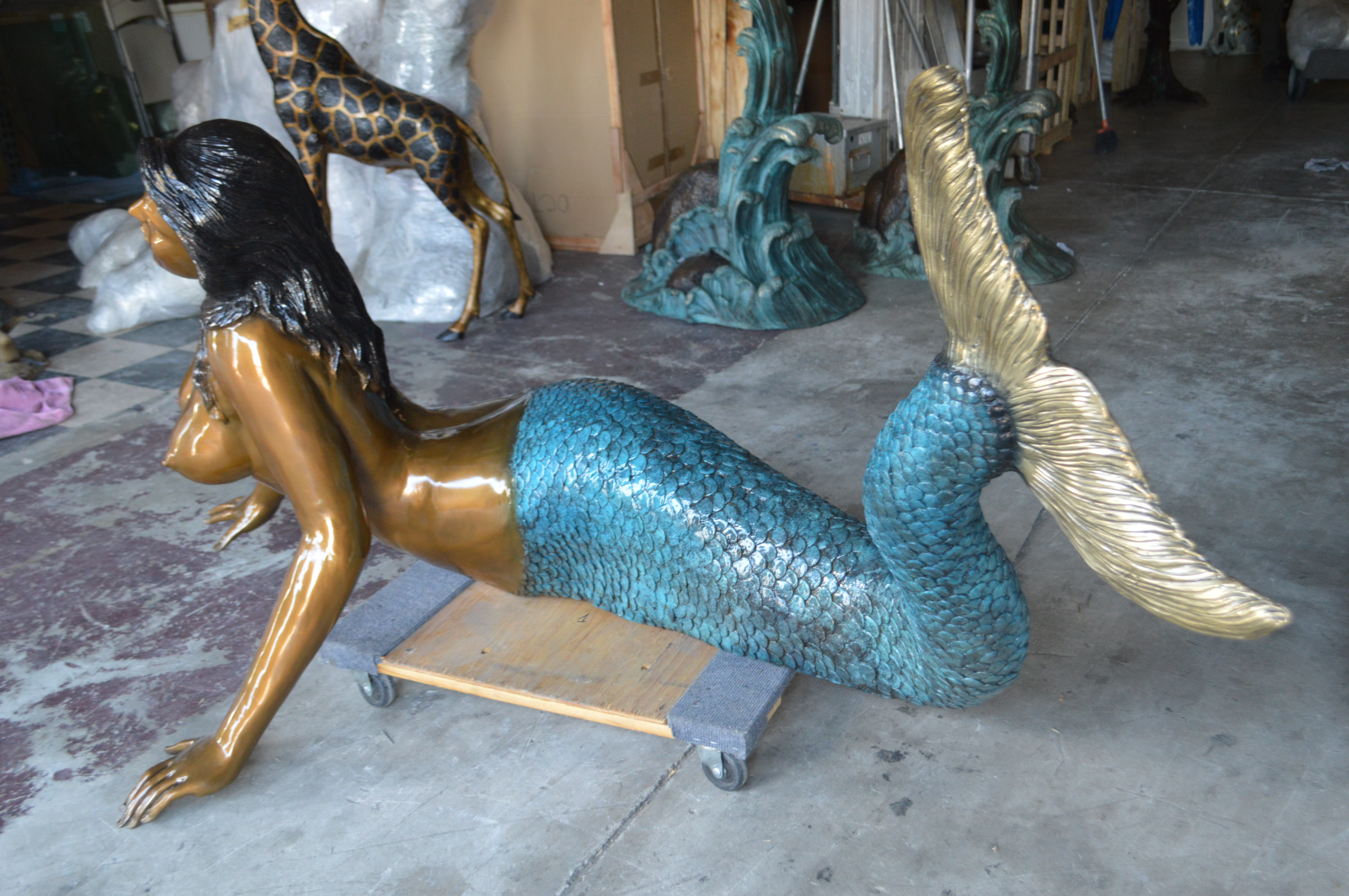 Mermaid Lying In The Sun Bronze Statue Size L X W X H Nifao